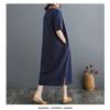 Summer New Cotton and Linen Artistic Retro Pullover Buckle Dress A-line Long Skirt