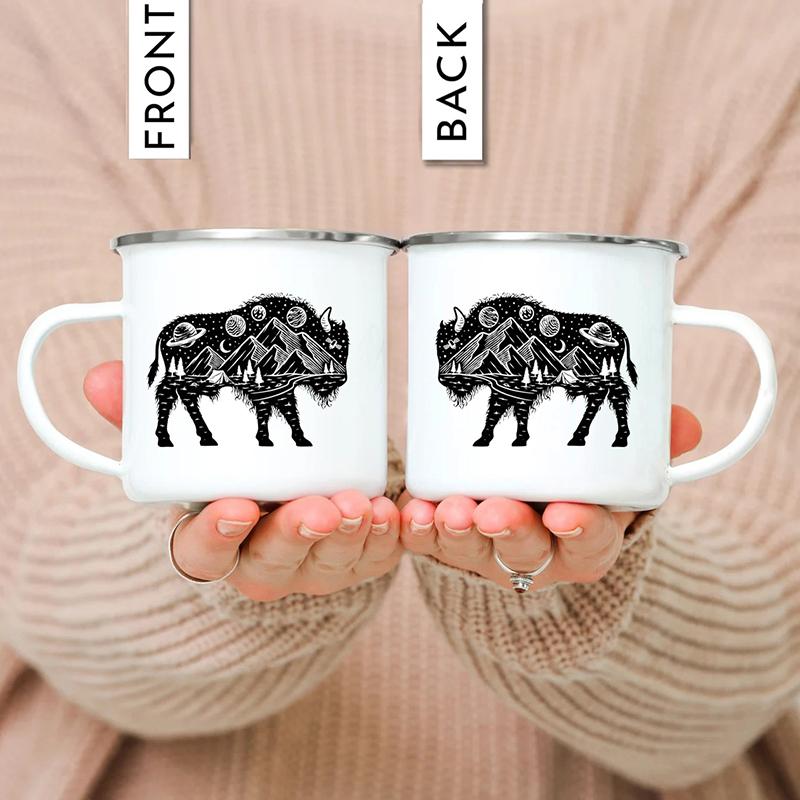 Outdoor Enamel Water Cups, Camping Mug, Campfire Party, Beer Coffee Mugs, Mountain Handle Mug, Best Gifts for Camper Lovers