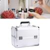 Tragbarer Make-up-Koffer Mehrschichtig Großer Platz Kosmetischer Trolley für Beauty Friseur Nagelkunst Tattoo Silber