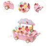 Wooden Ice Cream Cart Playset with Food Accessories for Kids Aged 3-8