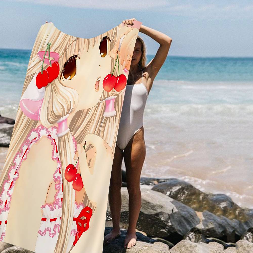 

C-Chobits Мультяшное Милое Аниме Полотенце для Ванны Микрофибра Мягкое Впитывающее Воздухопроницаемое Для Девочек Детей Декоративное Мультяшное Пляжное Полотенце W30*H60(CM)