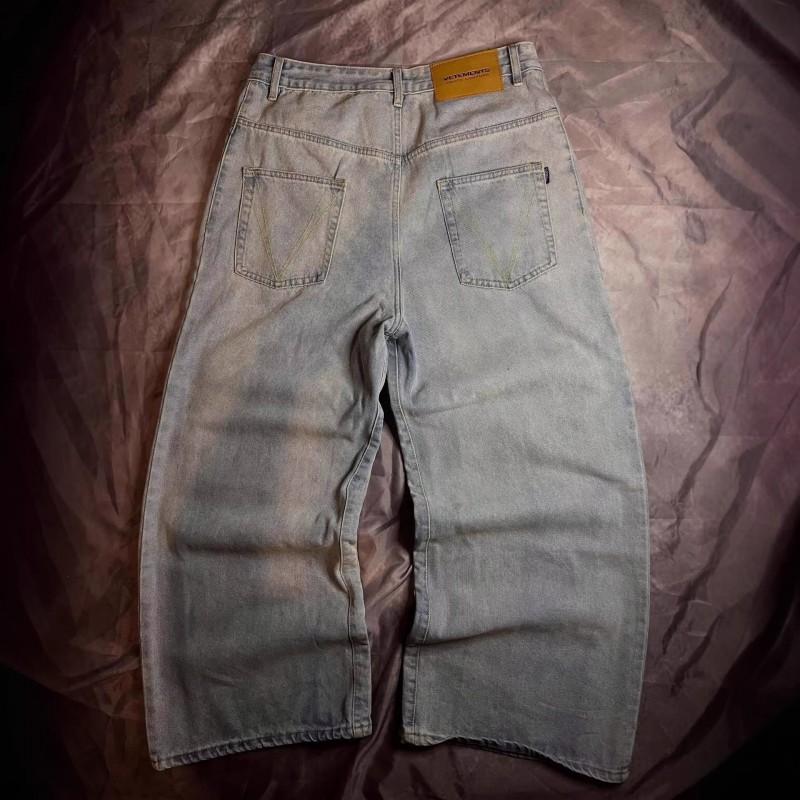 Womens High-Waisted Straight-Leg Wide-Leg Denim Jeans With Letter Print Vintage Style
