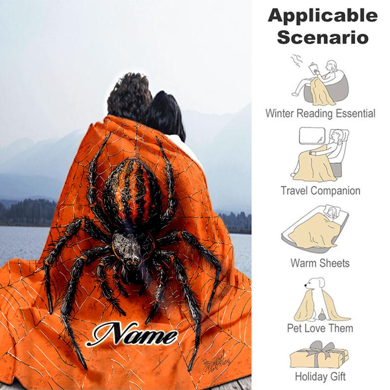 1PC Custom Name "Spider Web Design" Outdooor Flannel Blankets Throw Blanket All-Season Throw Gift Bedspread for Couch, Bed, Camping Holiday Birthday G