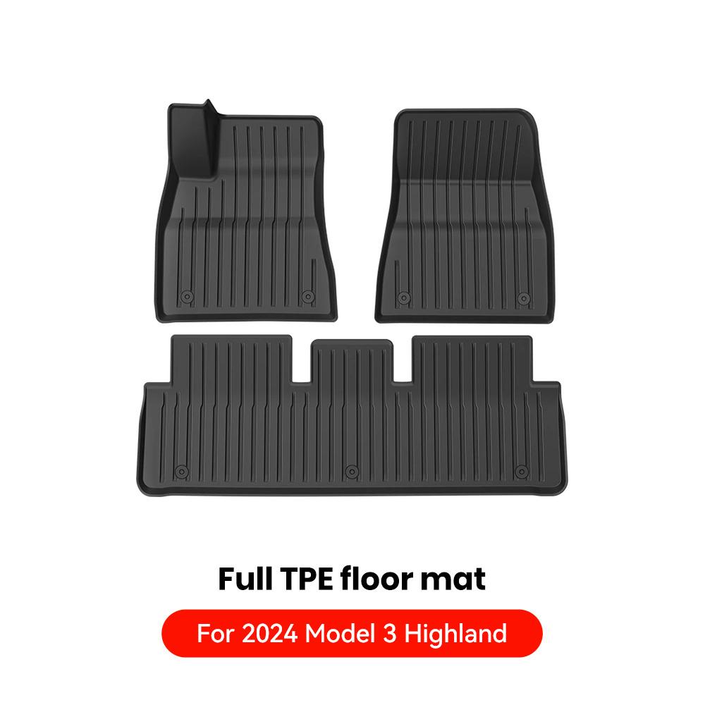 YZ For Tesla Floor Mat Model Y 2025-2025 Model 3 Highland Car Trunk Mat Luggage Mat TPE Waterproof Anti-Slip Set Floor Liner Mat