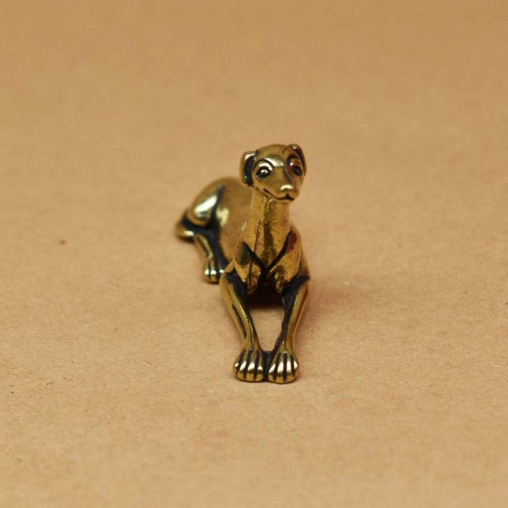 Hand-Carved Brass Greyhound Figurine Exquisite Miniature Dog Statue Chinese Zodiac