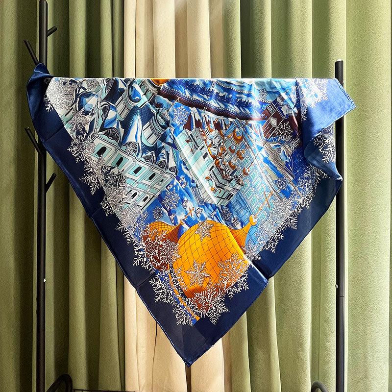 2024 New Style Large Square Scarf: 110 Mulberry Silk with Hand-Rolled Edges