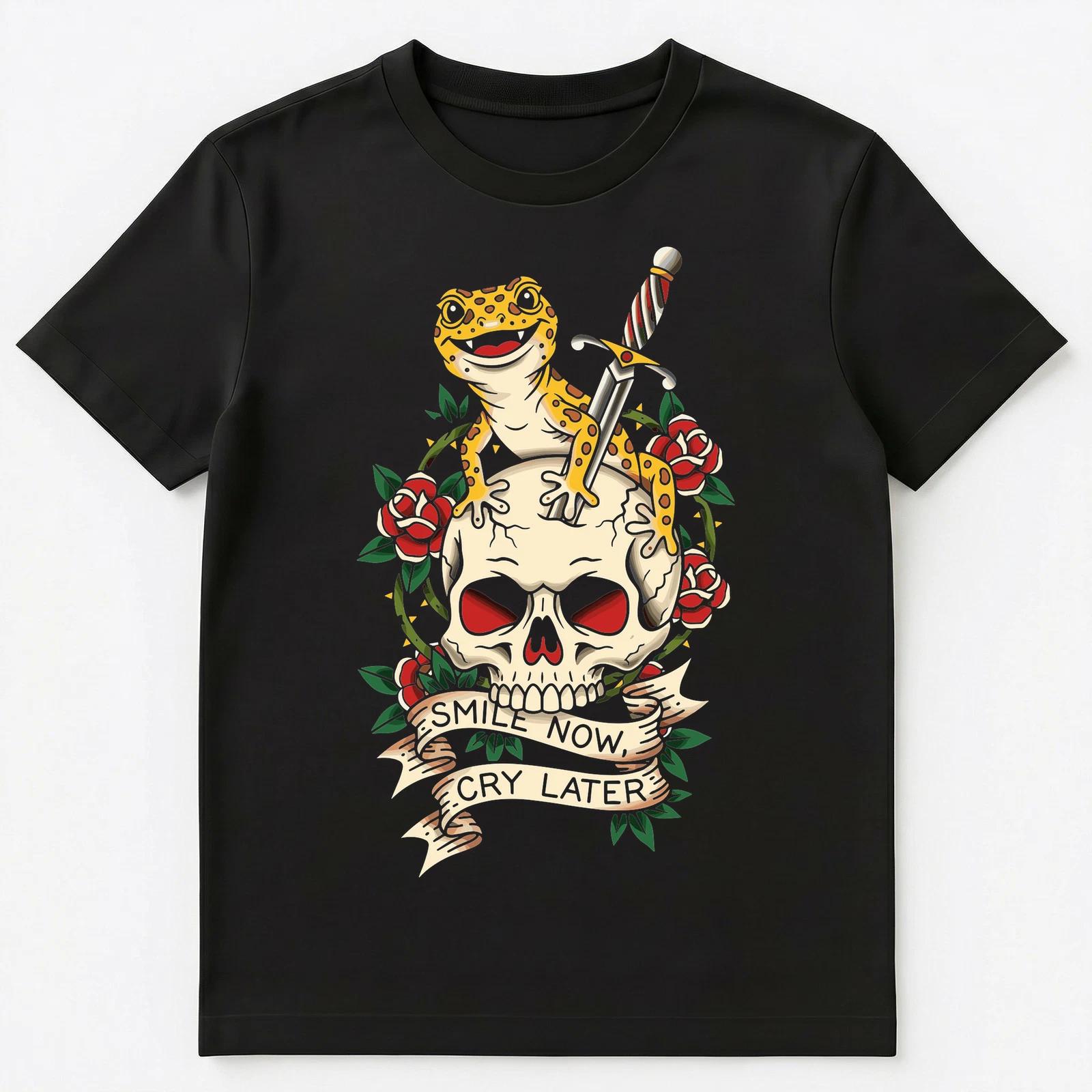 

Gecko Lover Skull Dagger Motto Tattoo Art Unisex T-Shirt XL