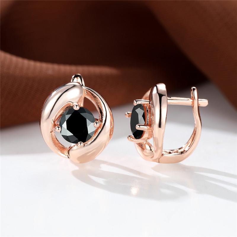 

Разноцветные серьги круглой огранки с розовым, красным, синим, фиолетовым камнем, серьги-капли цвета розового золота, серьги для вечеринок, простые модные серьги-кольца с радужным камнем чёрный