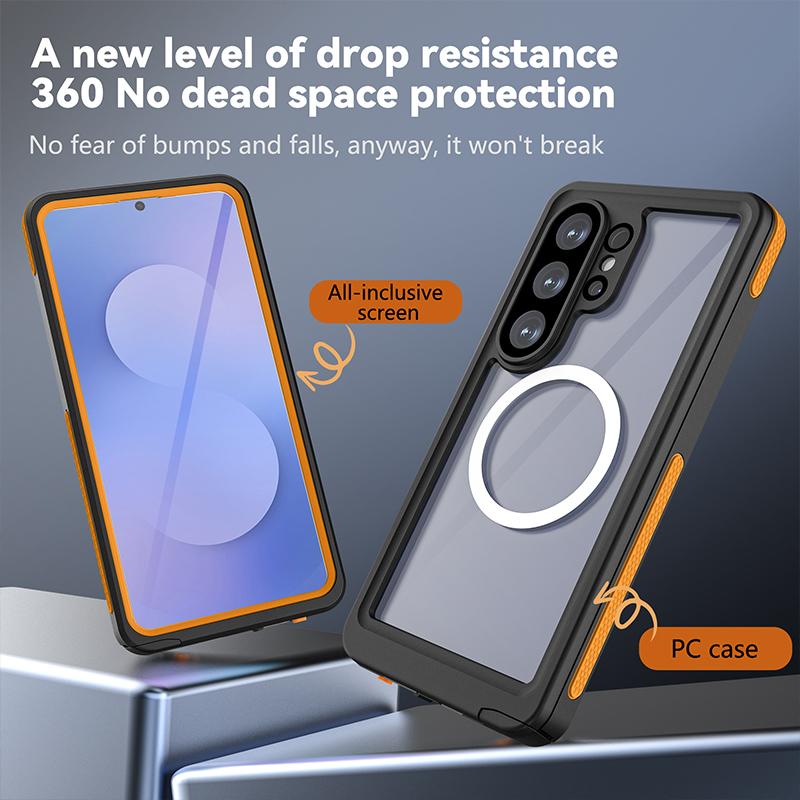 Anti-slip Frame IP68 Waterproof Case For Samsung S26 Ultra S26 Full Body Protection Dustproof Shockproof PC Magnetic Cover