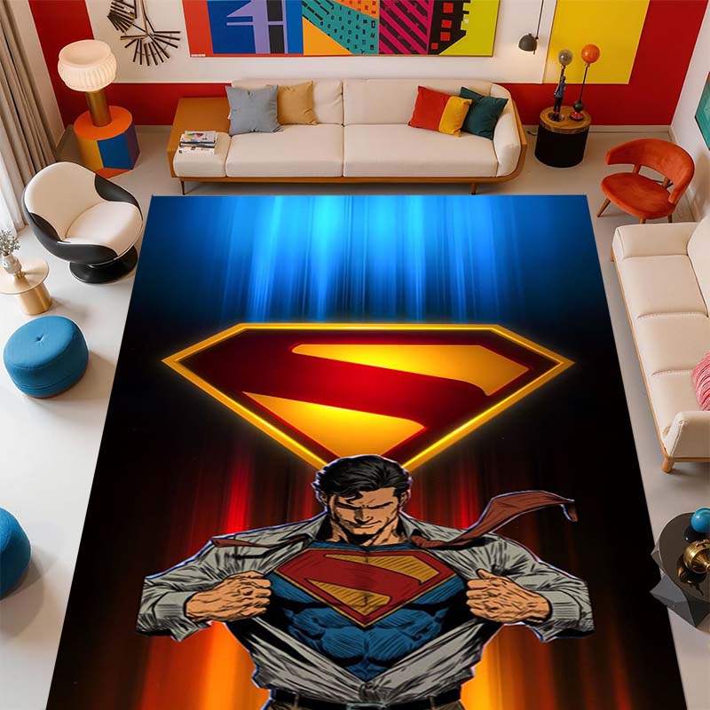 

Superman superhero logo rug, suitable for bedrooms, living rooms, and home sofa decoration; large children s decorative floor 60x90cm