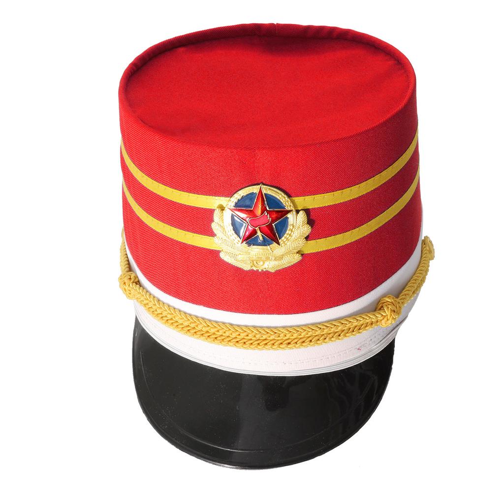 Unisex Tamburmajorhatt Soldatkeps Marschorkesterhatt Stjärnmärke Maskerad Militärkostymhatt