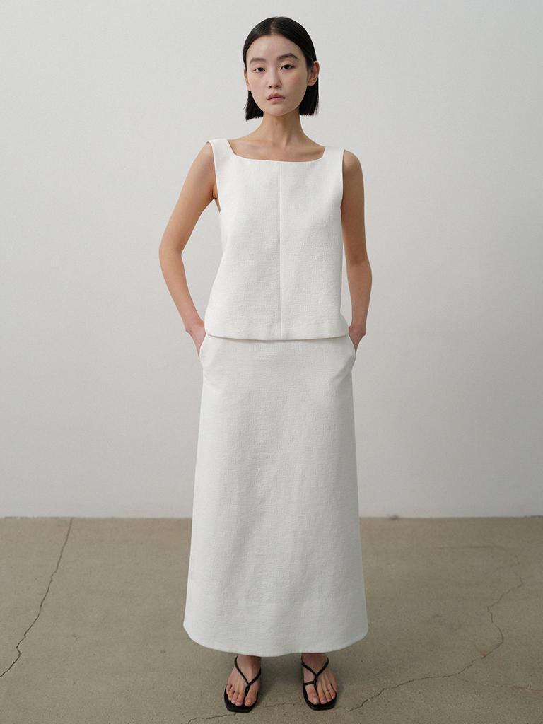 Race Clean Maxi Skirt_White