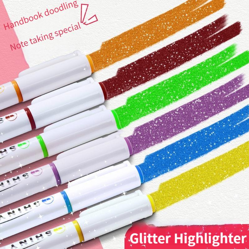 4 Colors/Set Glitter Highlighters Pen Fine Flash Marker Pen Painting Maker For Scrapbook Diary Journal Student Stationery Supply
