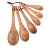 Yousheng 6Pcs Wood Measuring Spoon Set Long Handle Kitchen Scoops for Dry Ingredients Engraved Sizes Hanging Hole Essential Baking Cooking Tools