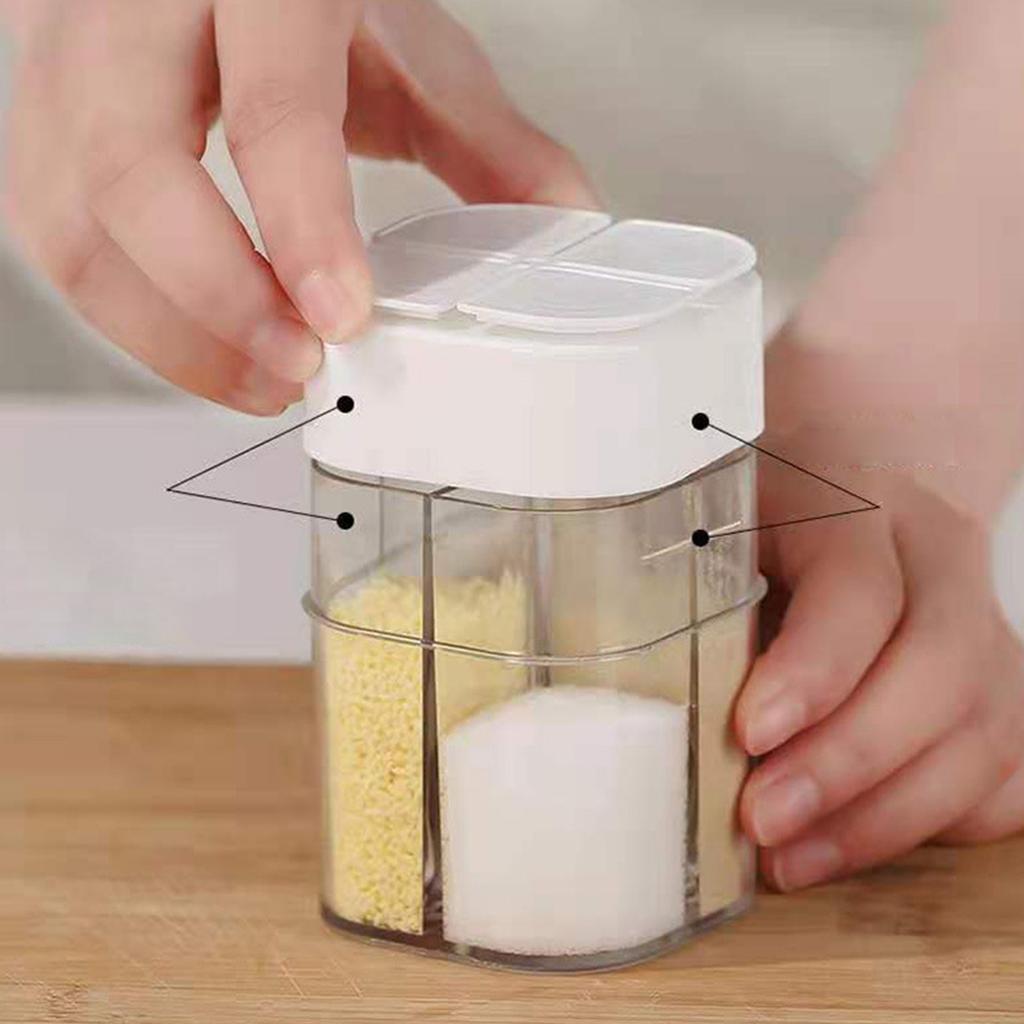 4 Compartment Seasoning Box Multifunctional Portable Dustproof Sealing Clear Spice Storage Container for Kitchen Supplies