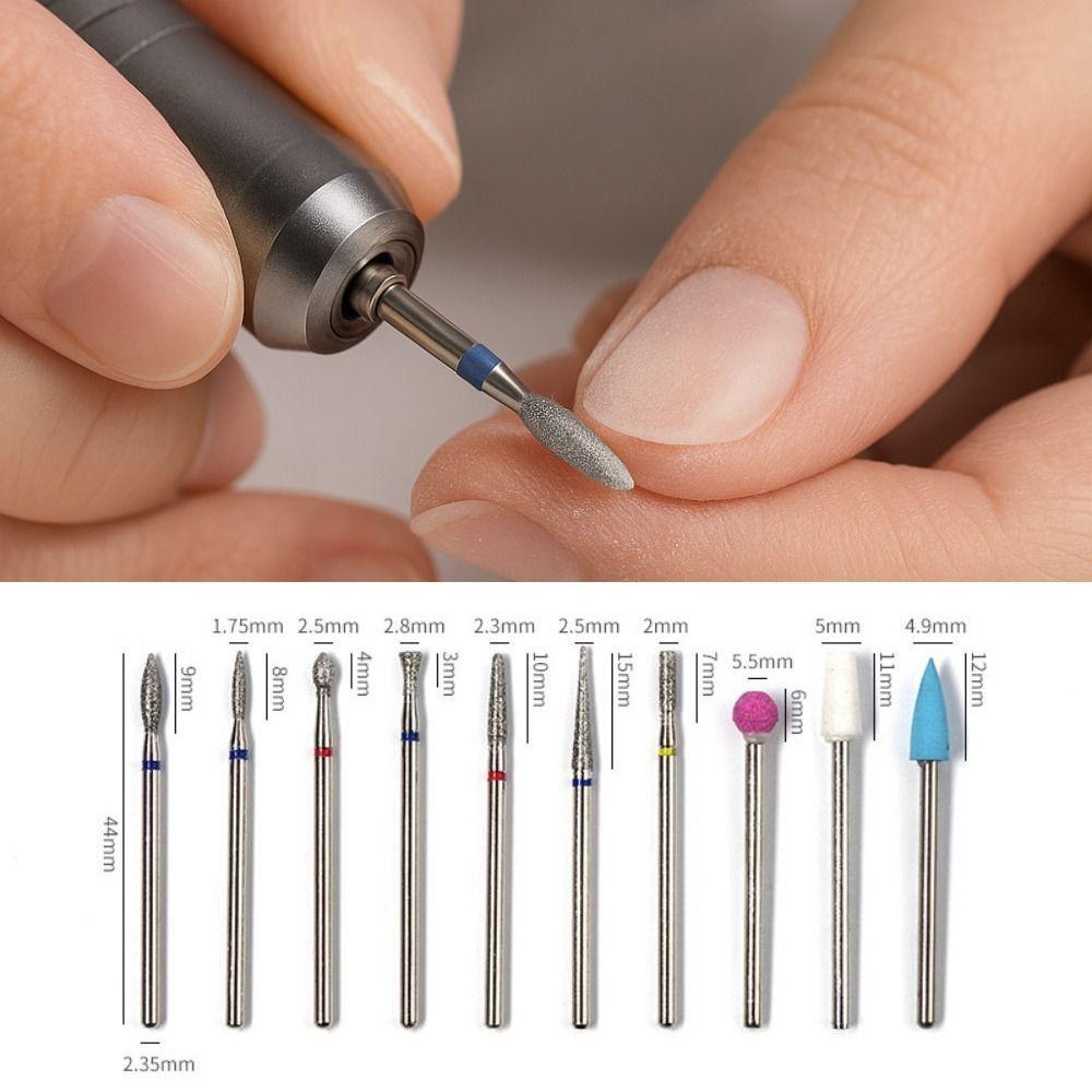 10Pcs High-hardness Nail Polishing Head Set Dead Skin Removal Cuticle Nail Grinding Bits Nail Tool