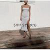 Spring New Women's Clothing Ins Style Silm Double-Sided Cloth Straight Collar Camisole Long Dress 3641317