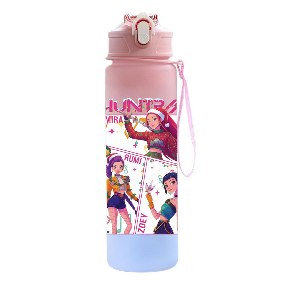 750Ml Water Bottle Christmas K-Pop Demon Hunters Printed Large Capacity Drinking Cup Portable Outdoor Sports Water Cup Children Kid Gift