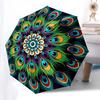 1pc Peacock Feather Mandala Automatic Folding Umbrella - Portable 3-Fold Design with 8-Bone Iron Frame for Outdoor Use, Festive Gift, Travel, Daily Us