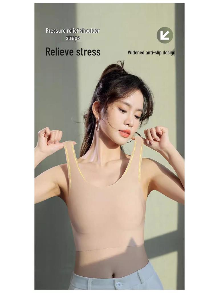 Invisible Ultra-Thin Summer Foundation Tank Top Binder Bra for Women with Big Chest Support