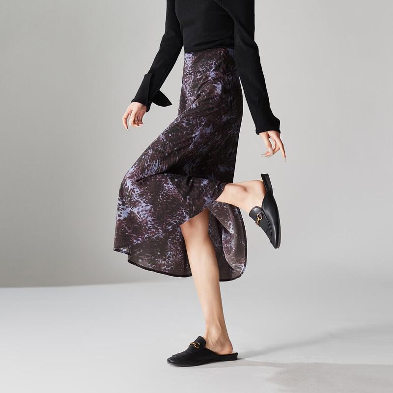 SOFSIL Elegant Leopard Print A-Line Midi Skirt 29/XL