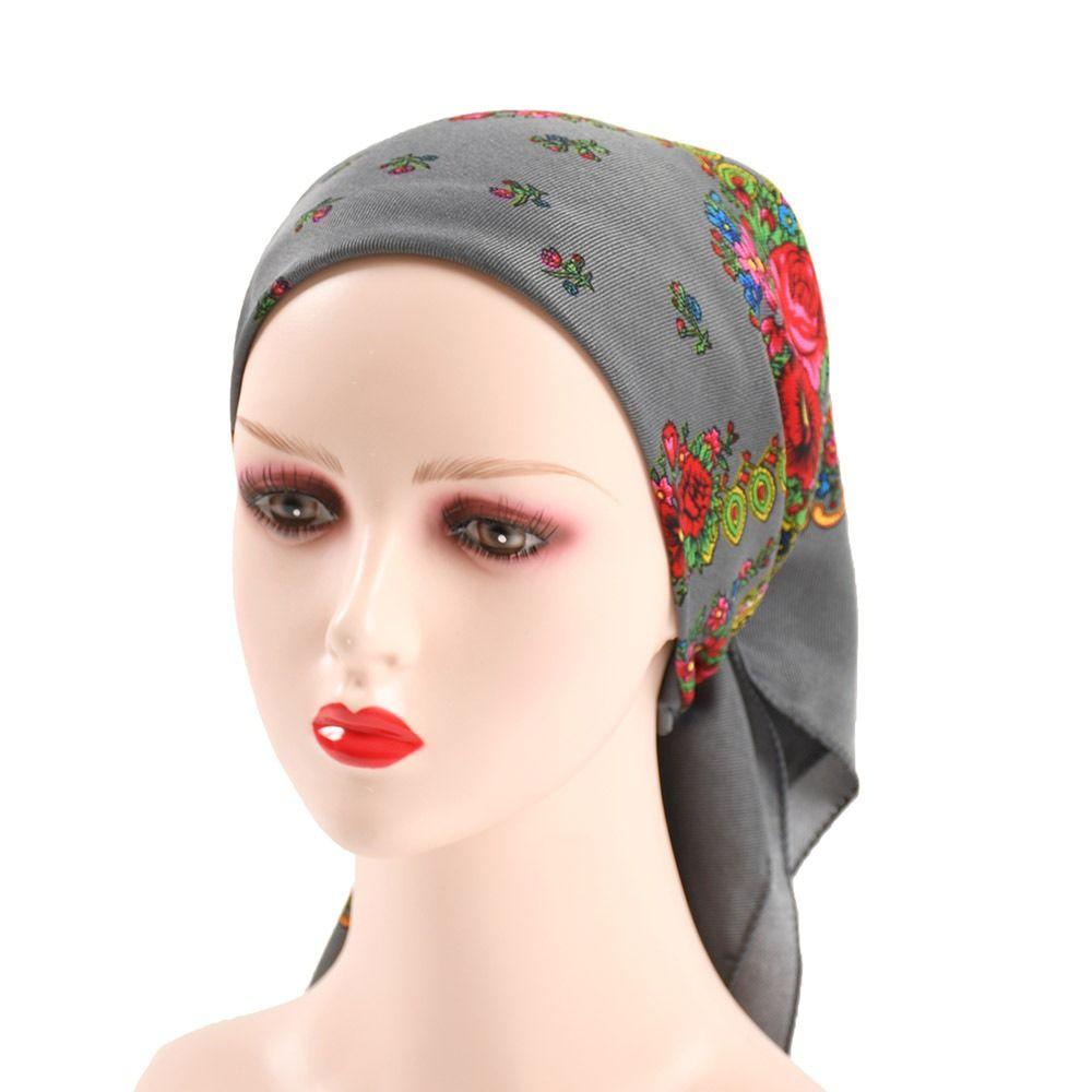 70X70CM Flower Head Scarf Polyester Hijab Headband High Quality Scarf Shawl