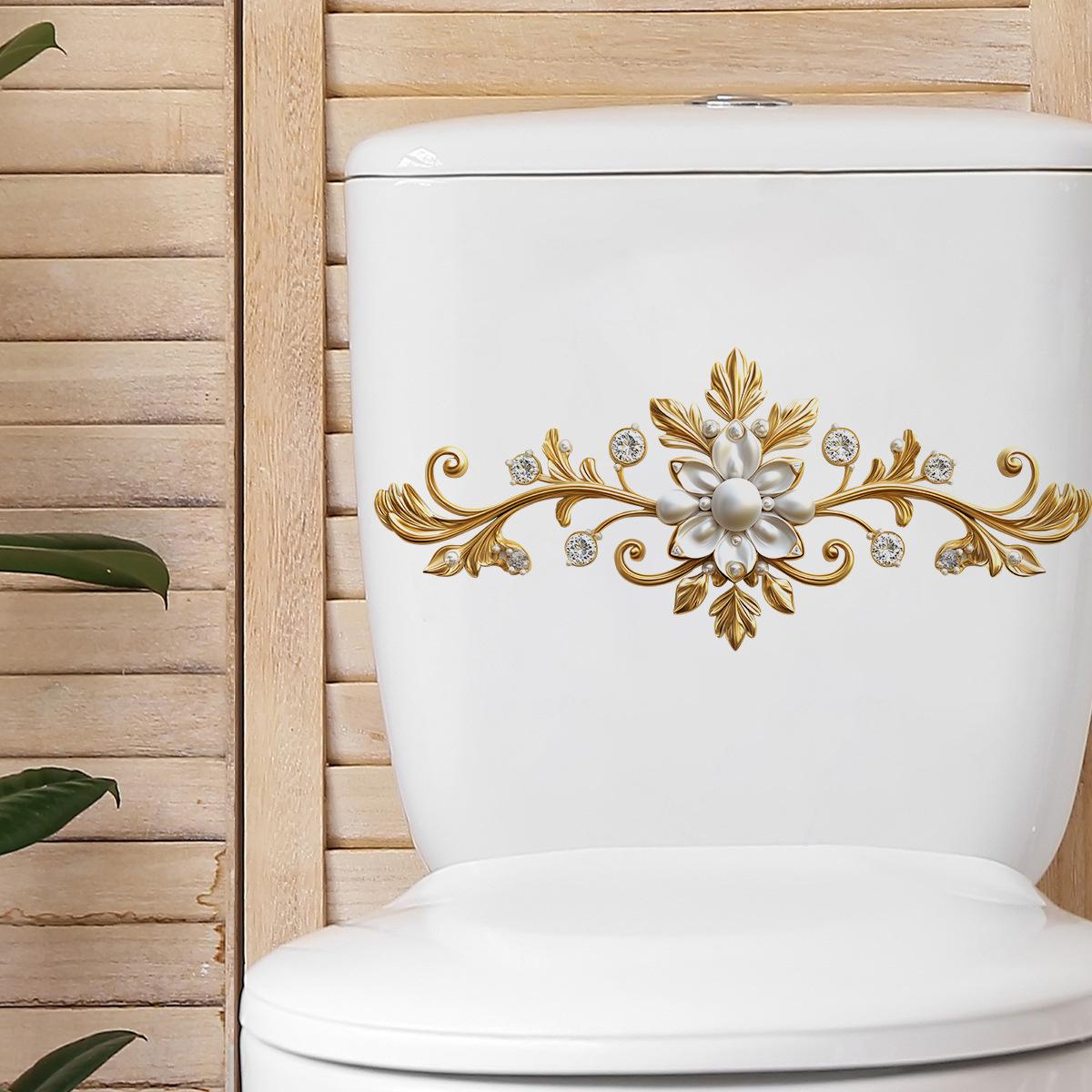 

Элегантная золотистая наклейка на стену с цветочным тиснением, самоклеящаяся, для ванной и туалета - Матовая поверхность, Прямоугольная форма, Прочный пластик, Легко устанавливается