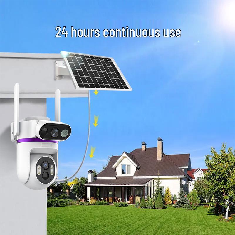 AOV Outdoor Dual-Lens Solar 4G Camera with 24h Monitoring, HD Night Vision, No Power/Network Needed