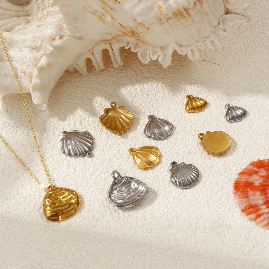 2 Piece 304 Stainless Steel Ocean Charms Shell Pendants For DIY Necklace Earrings Jewelry Making Findings