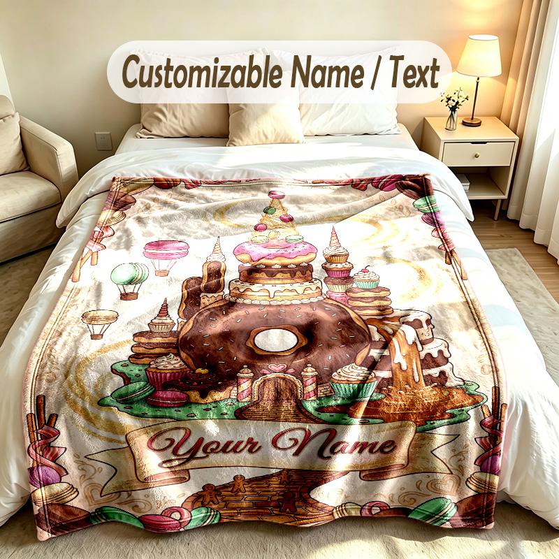 Fantasy Magic Theme Soft Blanket Personalized Custom Name Text Print Warm Blanket Home Sofa Bedroom Decor