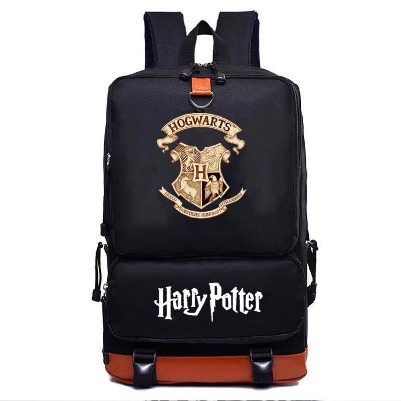 Stylish Harry Potter Print Canvas Backpack With Hidden Zipper Pockets