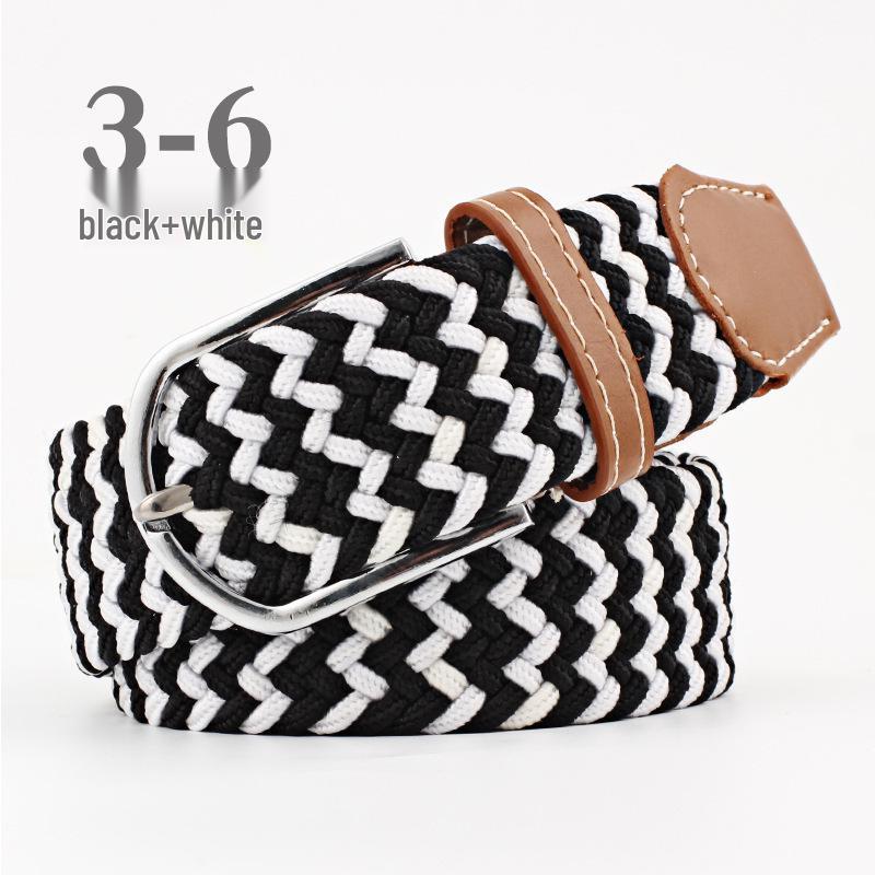Korean Style Elastic Braided Canvas Belt with Pin Buckle for Men and Women