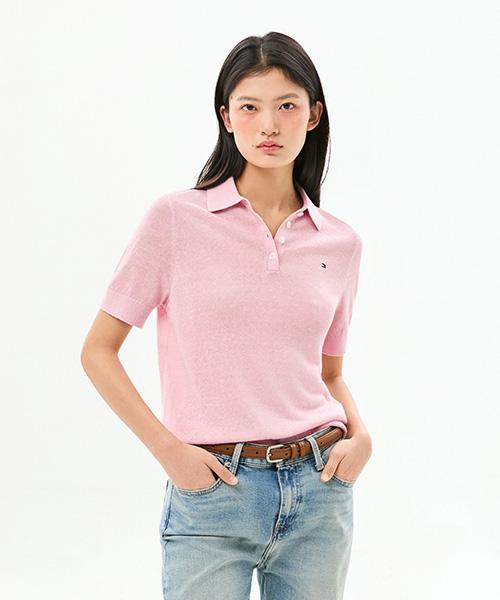 TOMMY HILFIGER Linen Blend Polo Sweater