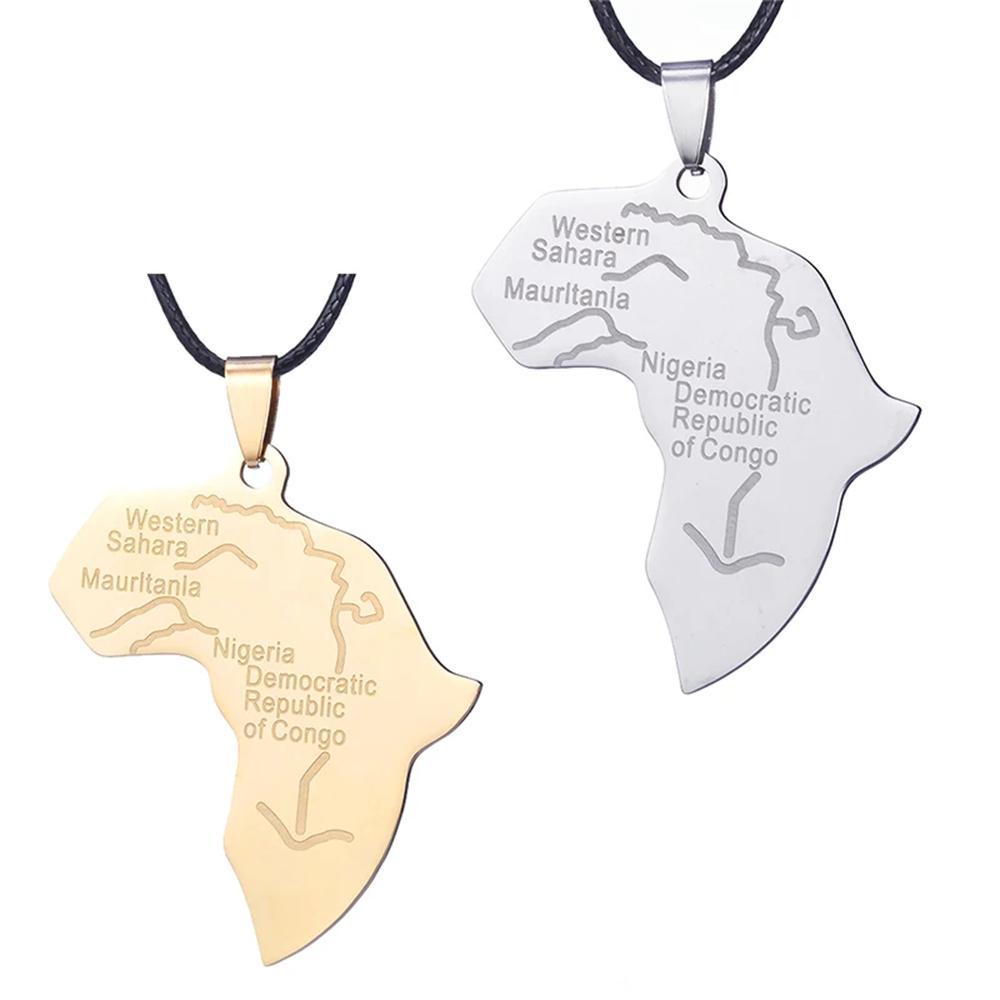 ZRM Jewelry Acero Inoxidable Moda Mapa de África Colgante Collar Para Hombres Mujeres Regalos