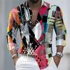 Men's Light Luxury Style Printed Long-sleeved Shirt, Retro Paisley Design Casual Shirt, Plus Size Loose Fit Versatile