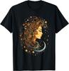 Mystic Sun Moon Woman Hair Celestial Graphic Tee Breathable Cotton T-Shirt Casual