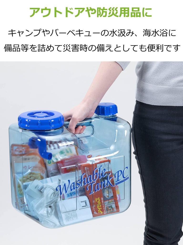 Iwatani Material Washable Tank Polycarbonate 12L with Faucet Type Semi-transparent (Natural)