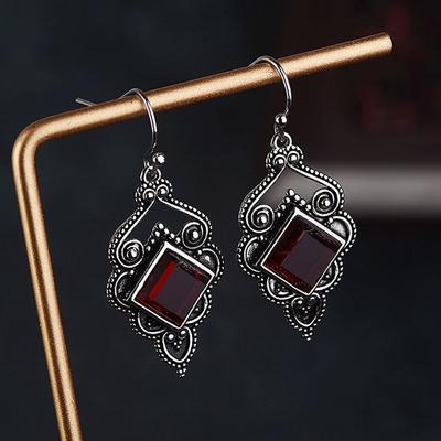 Haken Natürlicher Stein Verlobung Hochzeit Schmuck Hängend Roter Achat Ohrringe Rubin Ohrstecker Edelstein
