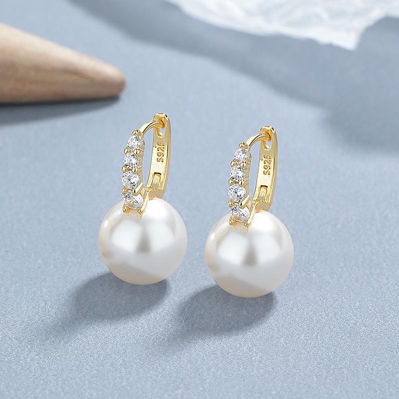 

Серьги-ряды из стерлингового серебра 925 пробы с жемчугом и бриллиантами в тренде легкой роскоши - Женские модные каффы для простого, стильного образа. 925 Silver золотой