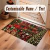 Christmas Theme Soft Crystal Velvet Rug Custom Name & Text Print Non Slip Floor Rug for Bedroom Living Room