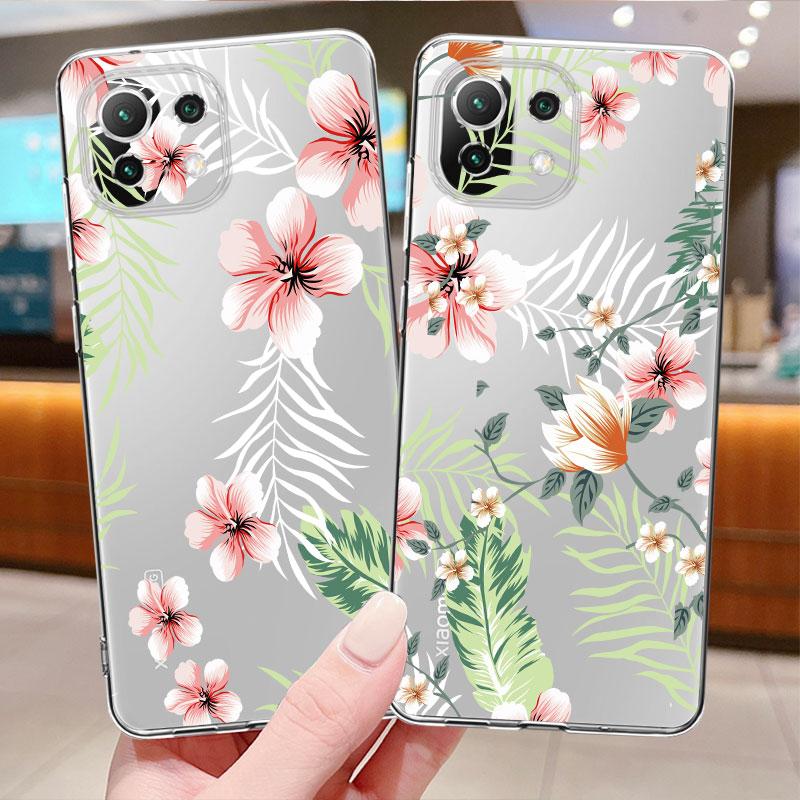Cute White Rabbit Flower Floral Clear Case For Xiaomi Poco X3 Nfc X3pro M3 F1 F3 For Mi 11 12 13 11x 12x Pro 11 10 Lite 11t 10t