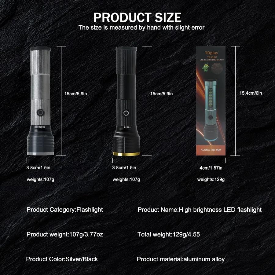 Rechargeable 2Pack Portable Flashlight LED Flashlight 3 Modes Waterproof Handheld Flash Light For Home Emergency Working Camping