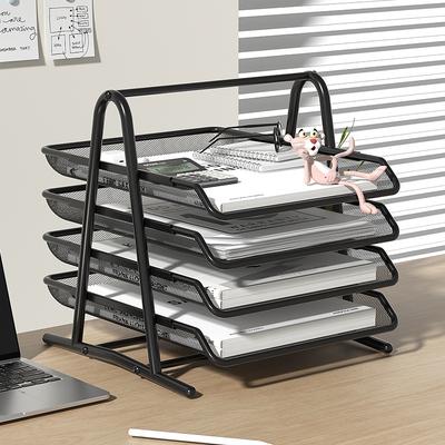 Thickened Multi-layer Metal Iron Mesh File Tray Drawer-type File Holder Office Desk Four-Layer File Frame Multi-layer Document