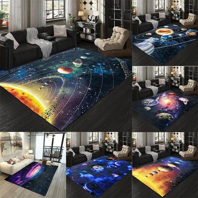 3D Planet Universe Crystal Carpet Children's Room Play Mat Home Living Room Bedroom Balcony Non-slip Washable Decor Floor Mat