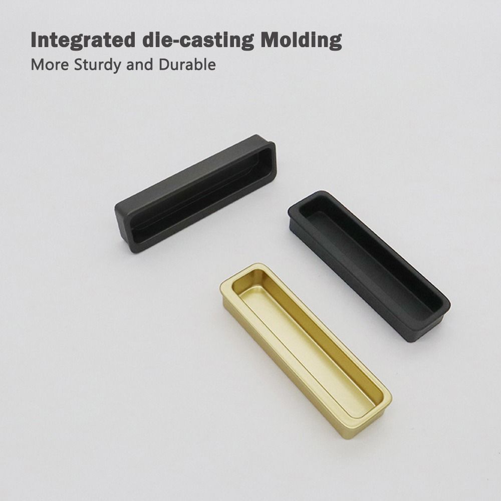 Aluminum Alloy Built-in Cabinet Door Handle Gold Black Grey Hidden Embedded Sliding Door Handle Furniture Hardware