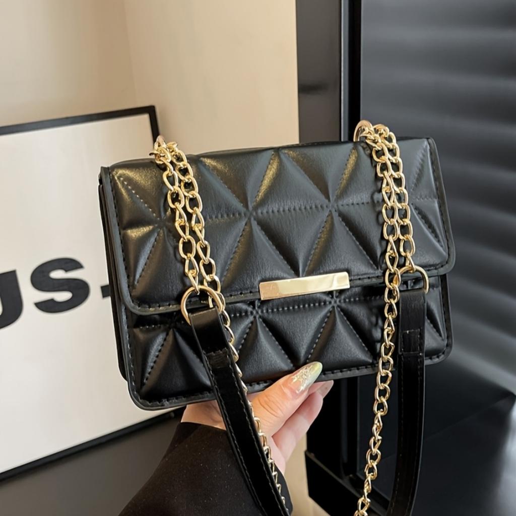 Ladies, Crossbody Bag, Adjustable, Gold Chain Shoulder Strap, Magnetic Buckle Closure, Multifunctional Clutch, Handbag