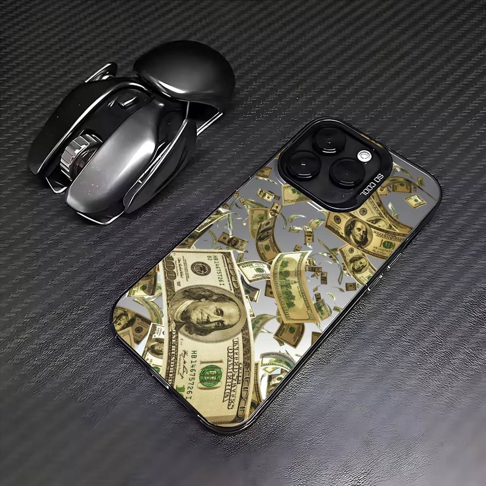 COOL M-Money 100 Dollars Coque de téléphone pour iPhone17,16,15,14,13,12,11 Plus,Pro Max Couleur Argenté Plaqué Intérieur