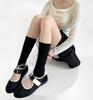 Women's Ballet-Style White Calf Socks: Sheer, Slouchy, Vertical Stripe, Versatile Summer Wear