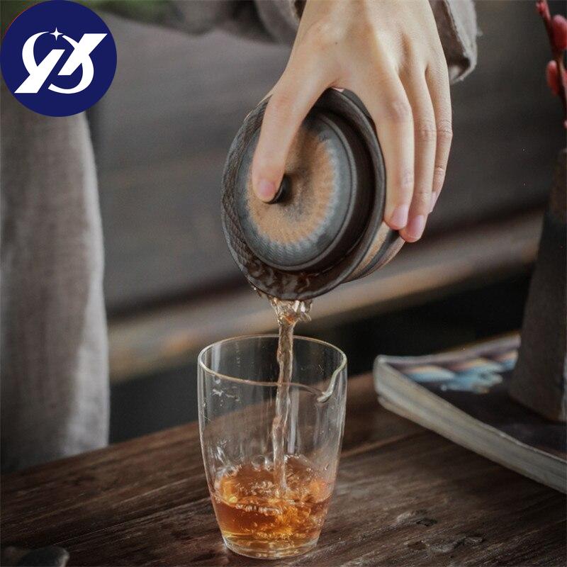 Ceramic Handmade Tea Bowl with Cover Office Teapot Jingdezhen Teacup Pottery Gaiwan Tea Set Drinkware 170ml