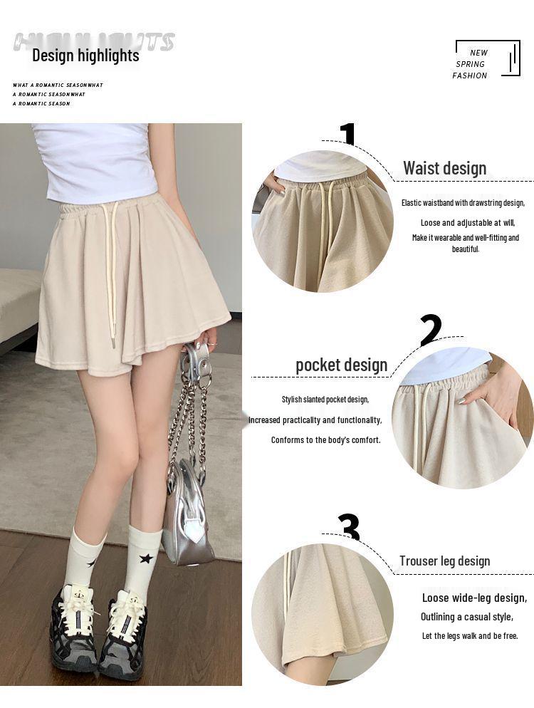 Women's Summer 2025 High-Waisted Wide-Leg Ballet Style Drawstring Shorts